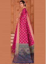 Pink Woven Silk Designer Saree
