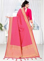 Pink Woven Traditional Designer Saree