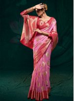 Pink Woven Trendy Saree
