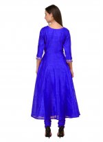 Piquant Embroidered Blue Dupion Silk Anarkali Suit