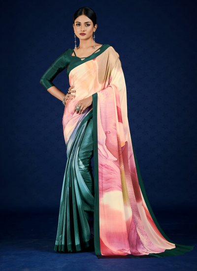 Piquant Multi Colour Mehndi Classic Saree