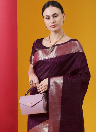 Piquant Tussar Silk Woven Contemporary Saree