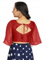 Plain Art Silk Designer Blouse in Red