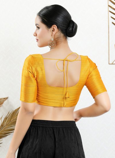 Plain Art Silk Designer Blouse in Yellow