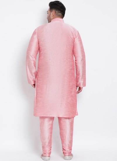 
                            Plain Dupion Silk Kurta Pyjama in Pink