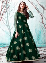 Pleasance Green Fancy Net Designer Gown
