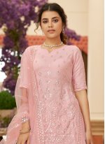 Pleasance Pink Embroidered Trendy Long Choli Lehenga