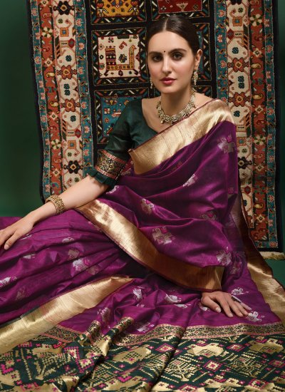 Pleasance Purple Weaving Patola Silk  Traditional Saree