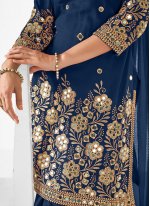 Pleasance Silk Embroidered Blue Salwar Suit