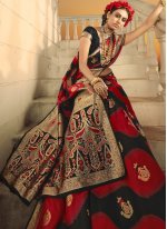 Pleasing Black and Red Traditional Designer Saree