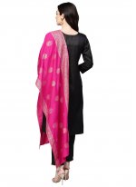 Pleasing Black Mehndi Readymade Salwar Suit