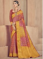 Pleasing Fancy Raw Silk Multi Colour Traditional Designer Saree