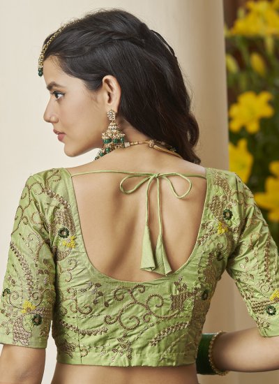 Pleasing Green Sequins Net A Line Lehenga Choli