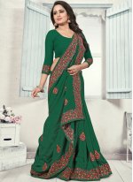 Pleasing Resham Green Silk Silk Saree