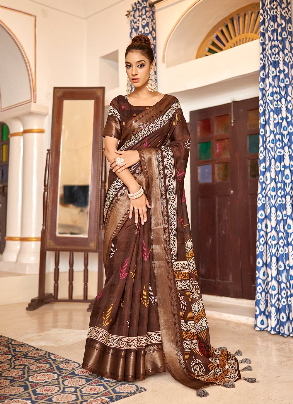 Brown Color Readymade Saree – StylebyPanaaash