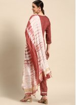 Poly Cotton Embroidered Trendy Salwar Kameez in Rust