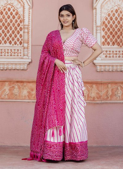 Poly Cotton Trendy Lehenga Choli in Pink and White