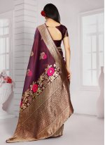 Poly Silk Purple Weaving Traditional Designer Saree