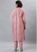 Poly Silk Readymade Salwar Kameez in Pink