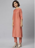 Poly Silk Salwar Suit in Peach