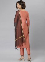 Poly Silk Salwar Suit in Peach