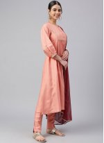 Poly Silk Sequins Peach Readymade Salwar Suit