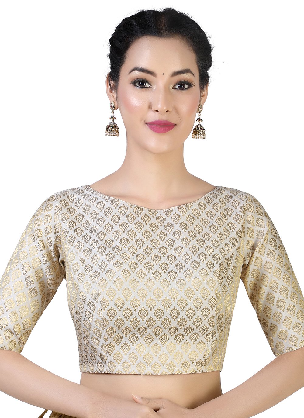 Polyester Cream Fancy Designer Blouse