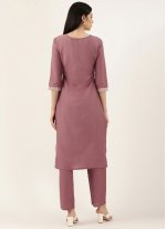 Polyester Mauve  Embroidered Party Wear Kurti