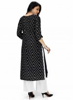 Polyester Printed Party Wear Kurti in Black