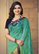 Prachi Desai Faux Georgette Abstract Print Shaded Saree