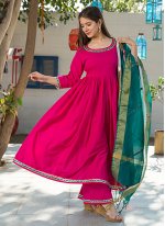 Praiseworthy Cotton Fancy Hot Pink Readymade Suit