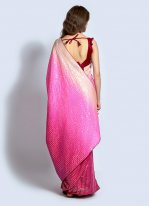 Praiseworthy Cream and Hot Pink Georgette Shaded Saree