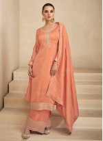 Praiseworthy Embroidered Orange Trendy Salwar Kameez 