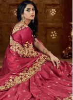 Praiseworthy Patch Border Pink Satin Classic Designer Saree