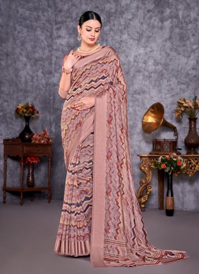 Praiseworthy Pink Silk Contemporary Saree