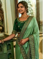 Precious Vichitra Silk Embroidered Saree