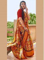 Preferable Abstract Print Fancy Fabric Saree
