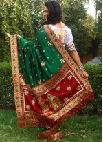 Prepossessing Green Festival Traditional Designer Saree