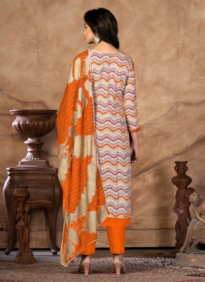 Prepossessing Orange Trendy Salwar Suit