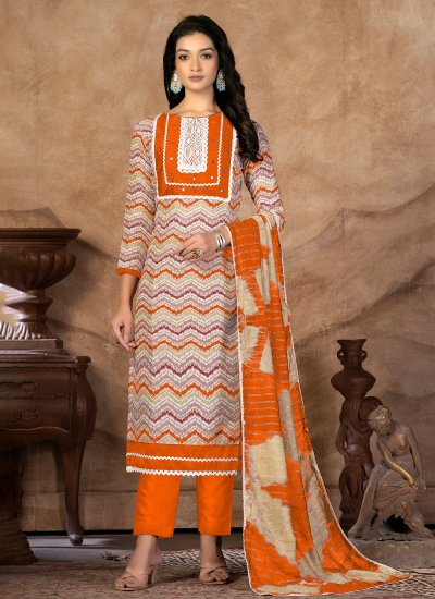 Prepossessing Orange Trendy Salwar Suit
