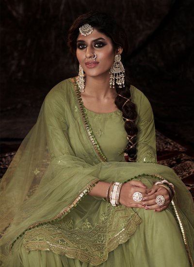 Prepossessing Sequins Green Designer Palazzo Salwar Suit 