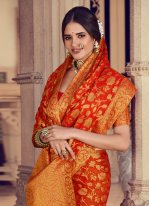 Prepossessing Weaving Silk Orange Trendy Saree