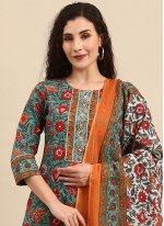 Pretty Embroidered Cotton Multi Colour Pant Style Suit