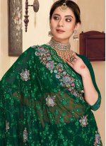 Pretty Embroidered Mehndi Trendy Saree