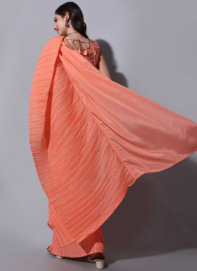 Pretty Orange Trendy Saree