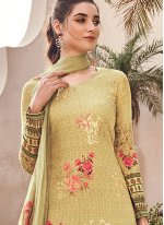 Pretty Silk Digital Print Yellow Designer Pakistani Suit