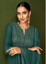 Princely Green Pure Georgette Salwar Suit
