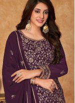 Princely Mirror Faux Georgette Purple Pakistani Salwar Suit