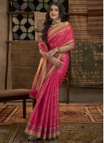 Princely Pink Weaving Silk Contemporary Saree