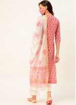 Print Cotton Readymade Suit in Pink